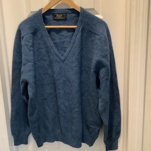 Pringle of Scotland Lux The Scotch House 100% Lambswool Blue V-Neck Sweater